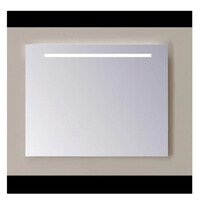 Spiegel Sanicare Q-Mirrors 60x60 cm PP-Geslepen Vierkant Met Boven & Onder Gezandstraalde Strook LED Warm White  incl. ophangmateriaal Zonder Schakelaar