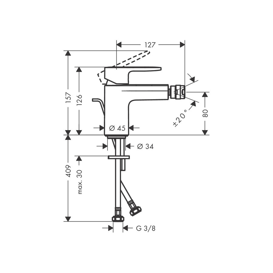 Bidetkraan HansGrohe Vernis Blend Eengreeps Met Trekwaste Chroom