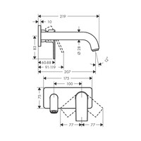 Wastafelmengkraan Eengreeps Inbouw HansGrohe Vernis Shape Voor Wandmontage Voorsprong 20.7 cm Chroom