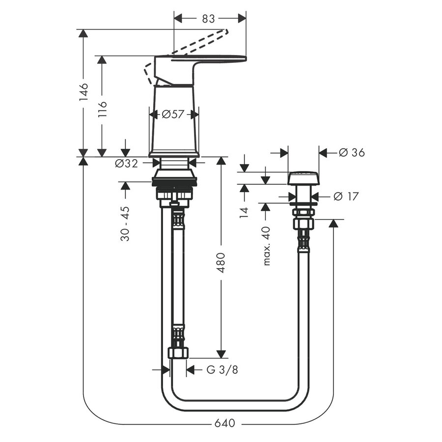Bidet Set HansGrohe Vernis Blend Met Verticale Douche Chroom