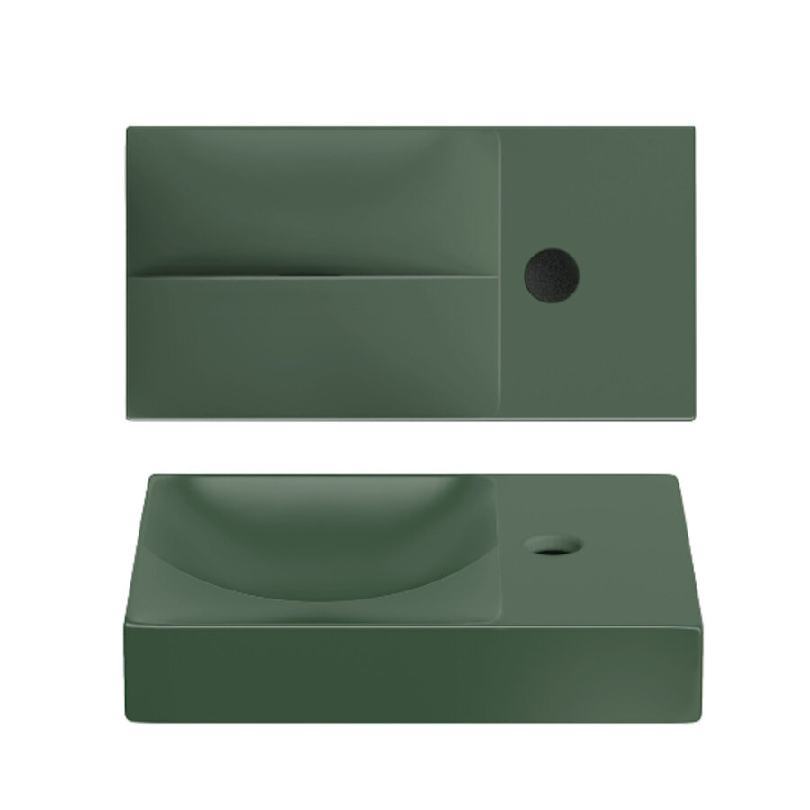 Clou Flush Fontein Met Kraangat Rechts Mat Pijnboom Groen Keramiek 36 cm