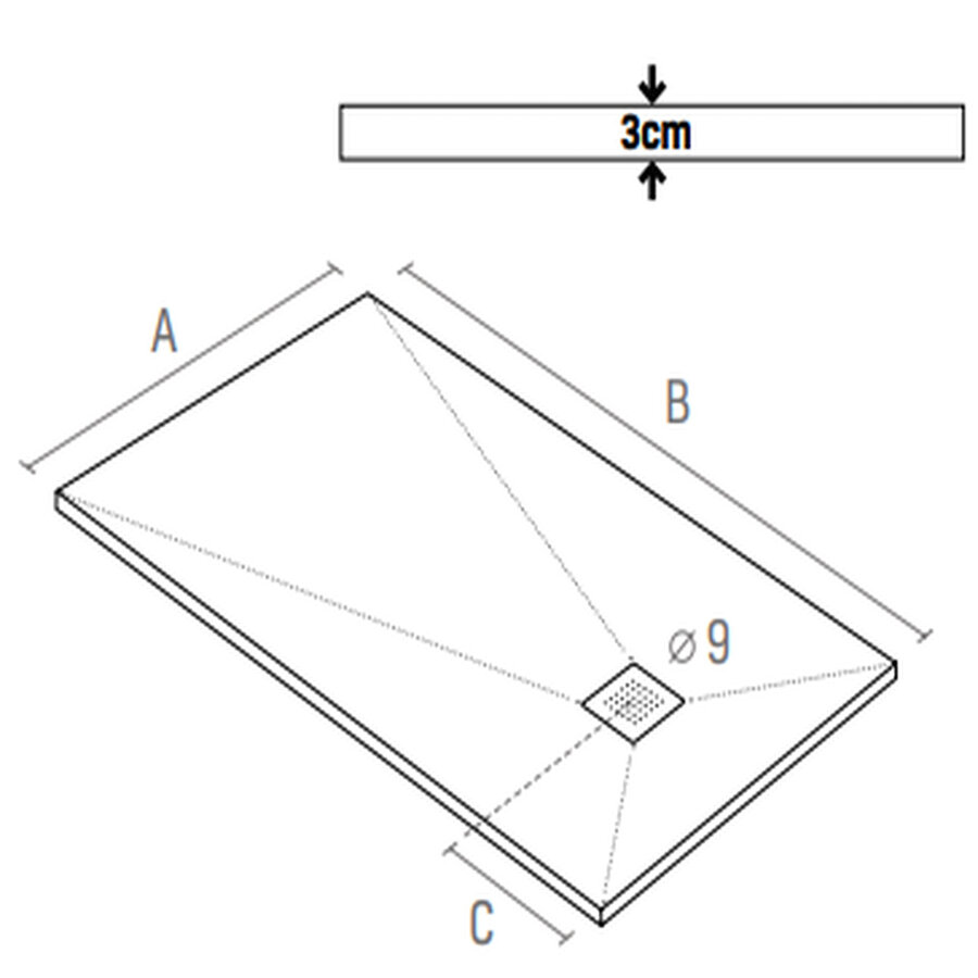 Douchebak Aquasplash Renovi 120x90x3 cm Composietsteen Mat Zwart