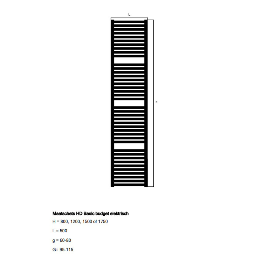 Elek. Radiator HD Heating Basic Budget AB 500 x 1750 mm 900 Watt Wit