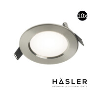 Inbouwspot Häsler Comarruga Incl. Fase Aansnijding Dimbaar 9.2 cm 4 Watt Helder Wit RVS Set 10x