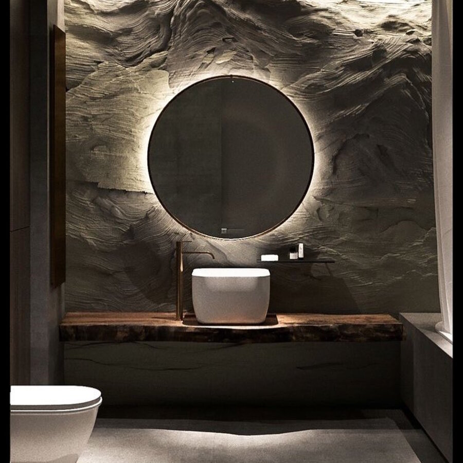 Badkamerspiegel Rond Martens & Meijer Miami Beach Zwart Incl Indirecte Verlichting & Verwarming