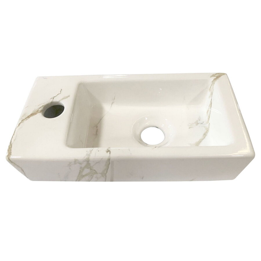 Fontein Wiesbaden Mini-Rhea Links 360x180x90 Keramiek Carrara