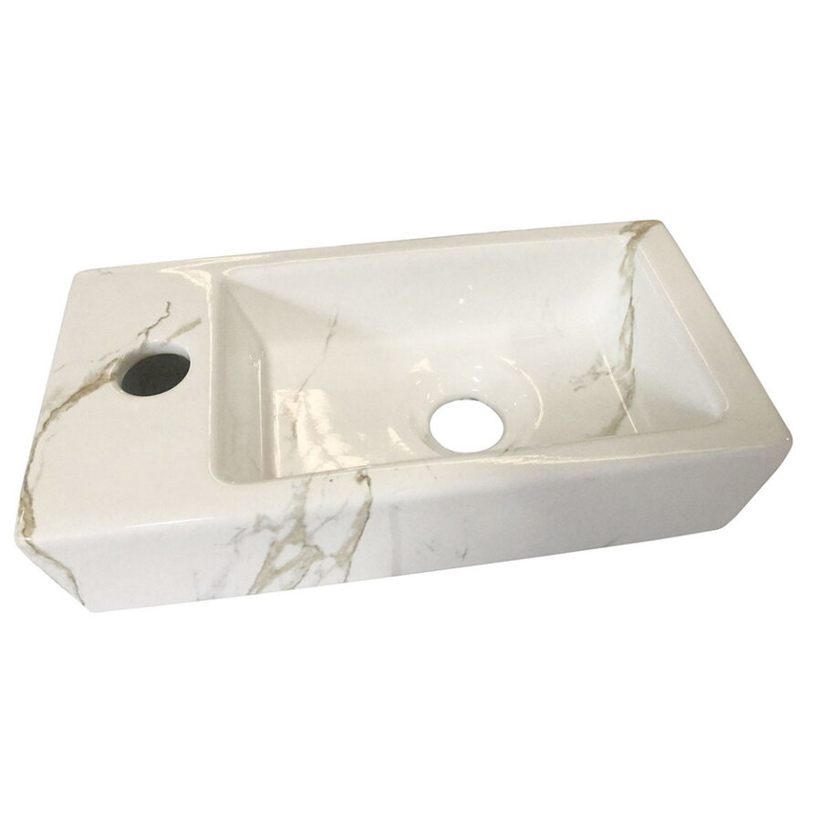 Fontein Wiesbaden Mini-Rhea Links 360x180x90 Keramiek Carrara