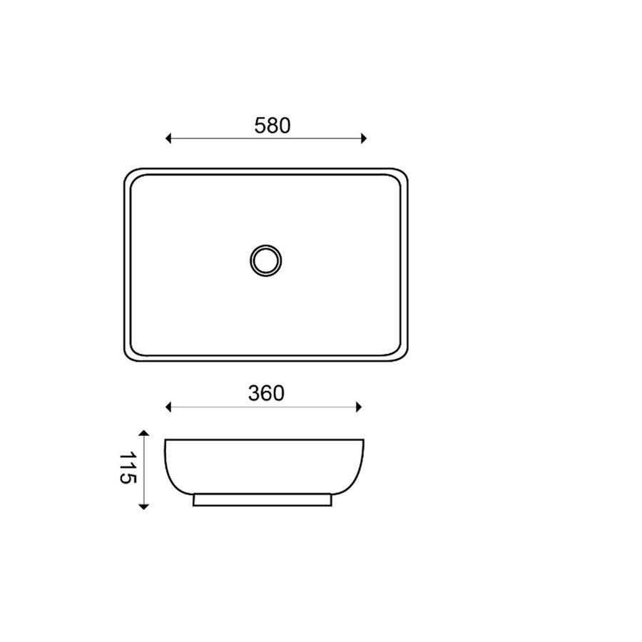 Opzetwastafel Wiesbaden Kar� 58x36x11,5 cm Mat Zwart