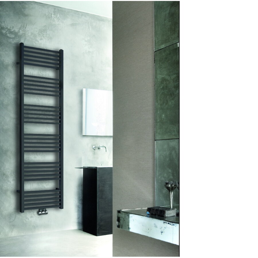 Sierradiator Tower 182x60 cm Mat Zwart Midden Onderaansluiting