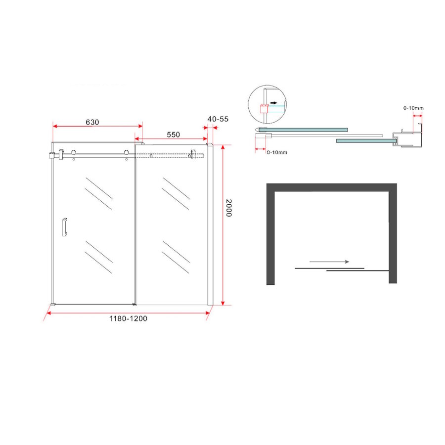 Nisdeur Wiesbaden schuifdeur 120x200cm 8mm NANO coating