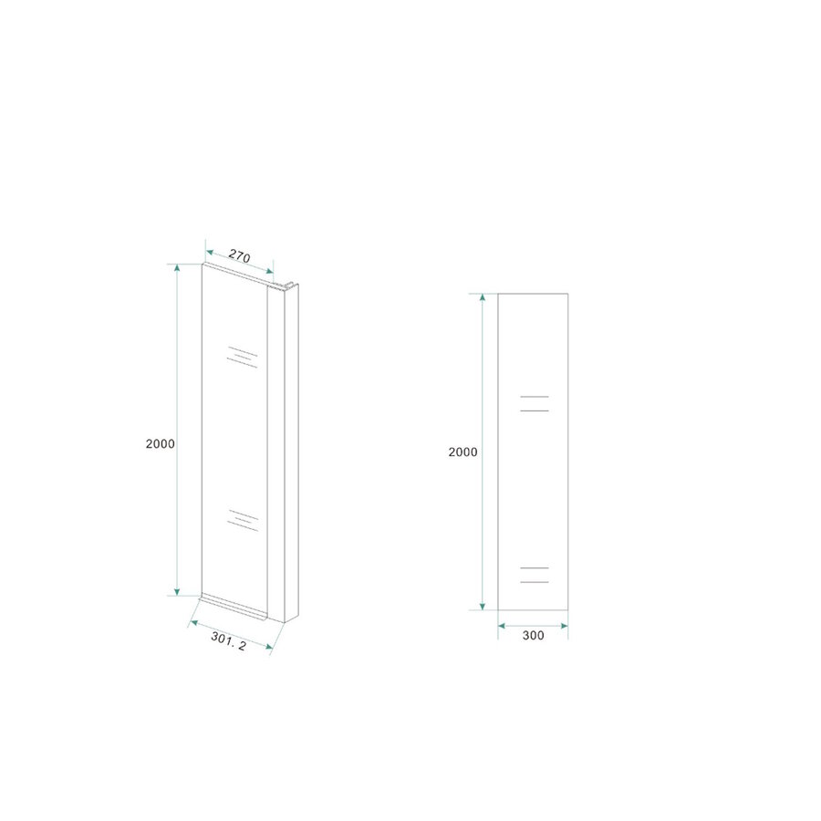 Wiesbaden zijwand + hoekprofiel 300x2000 10mm NANO glas