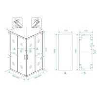 Douchecabine Wiesbaden Skyline Hoekinstap + 2 Schuifdeuren 90x90x200 cm 8mm Helder Glas NANO Coating Mat Zwart