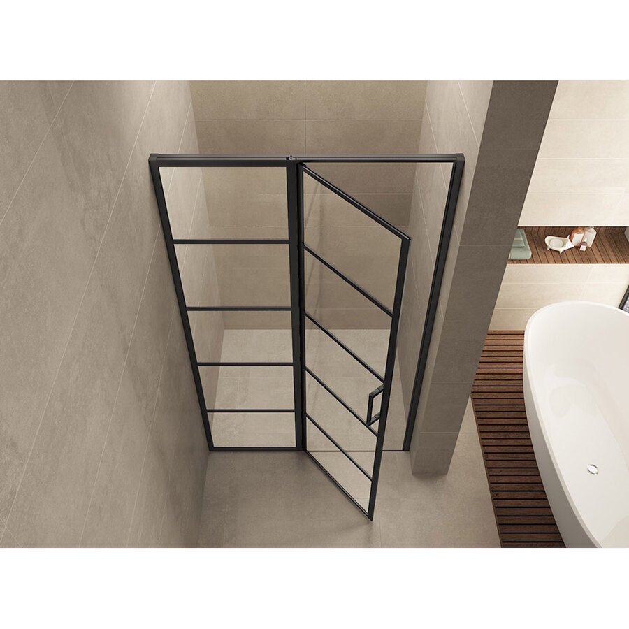 Nisdeur Horizon met Vast Paneel 120x200 cm 8 mm NANO Mat Zwart