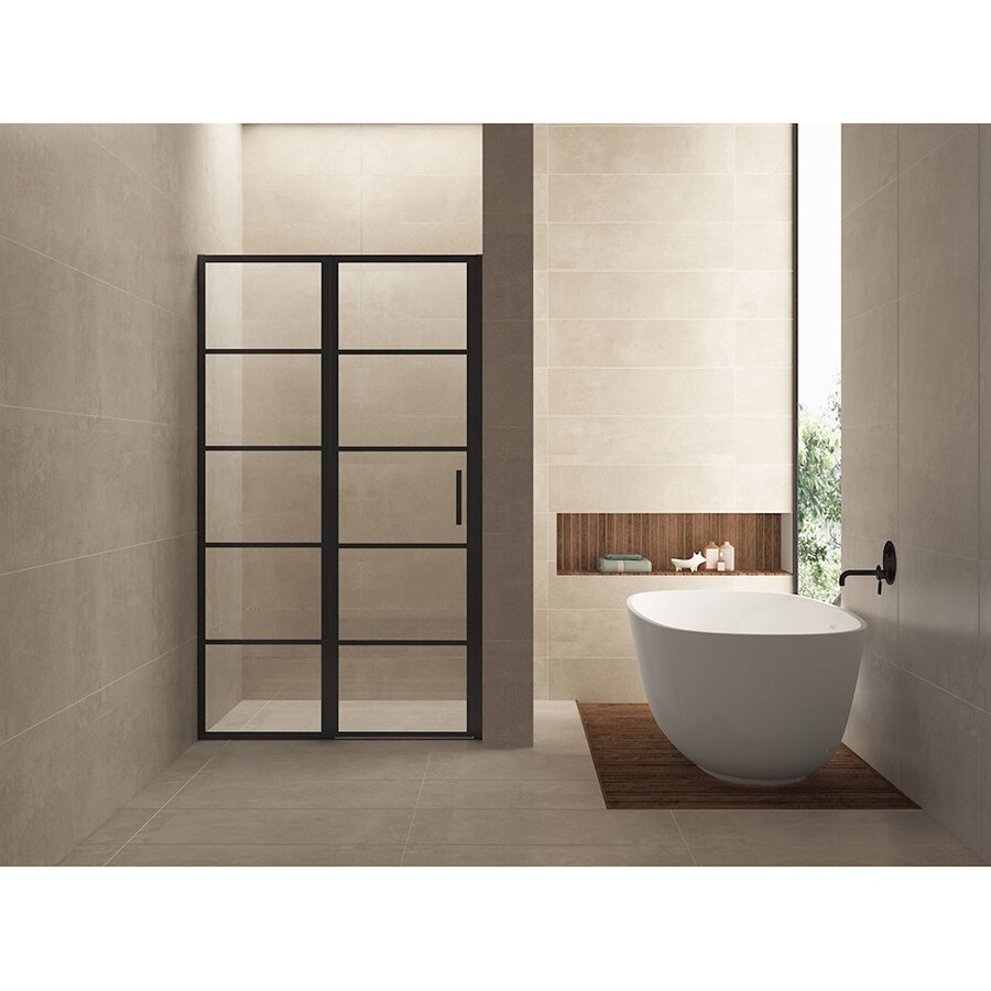 Nisdeur Horizon met Vast Paneel 100x200 cm 8 mm NANO Mat Zwart