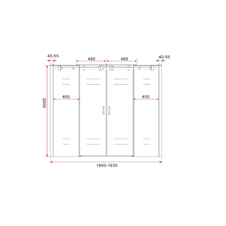Nisdeur Wiesbaden Schuifbaar 4-Delig 180x200 cm Mat Zwart