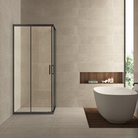 Douchecabine Wiesbaden Skyline Hoekinstap + 2 Schuifdeuren 90x90x200 cm 8mm Helder Glas NANO Coating Mat Zwart