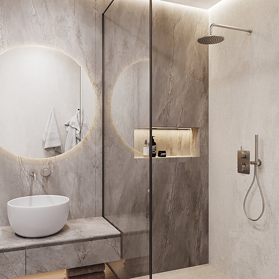 Wiesbaden Inbouw Regendouche Set 08 Caral Muuruitloop RVS