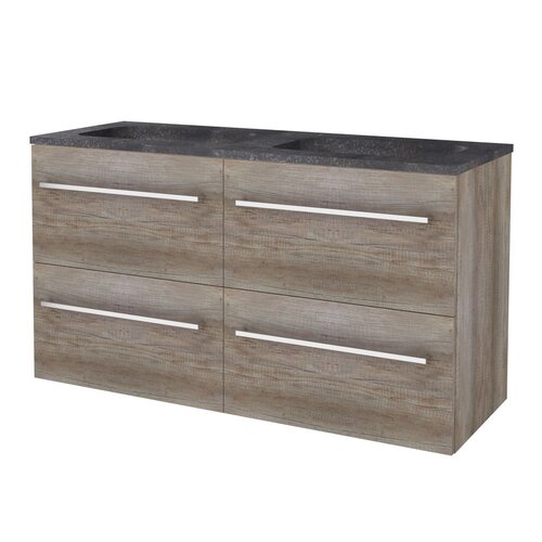 Badmeubelset Aquasplash Salt 120x46cm Met Grepen (Kleurkeuze) 4 Lades Met Wastafel Hardsteen Scotch Oak 