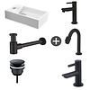 Fonteinpack Solid Surface Links Mat Wit 40x22x10 cm (Keuze uit 4 zwarte kranen)