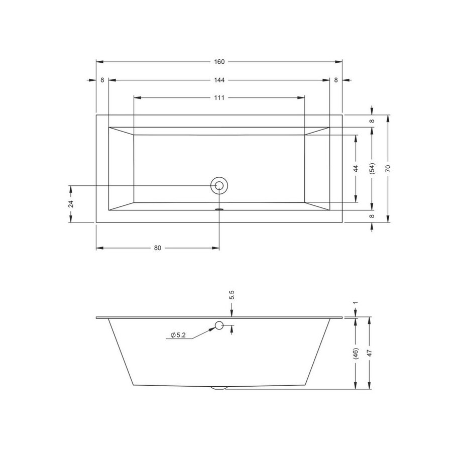 Ligbad Riho Lugo 160x70 cm Wit