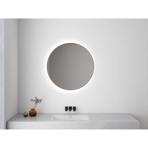 Ronde Spiegel Wiesbaden Novi met LED, Dimbaar 80 cm Geborsteld Messing 