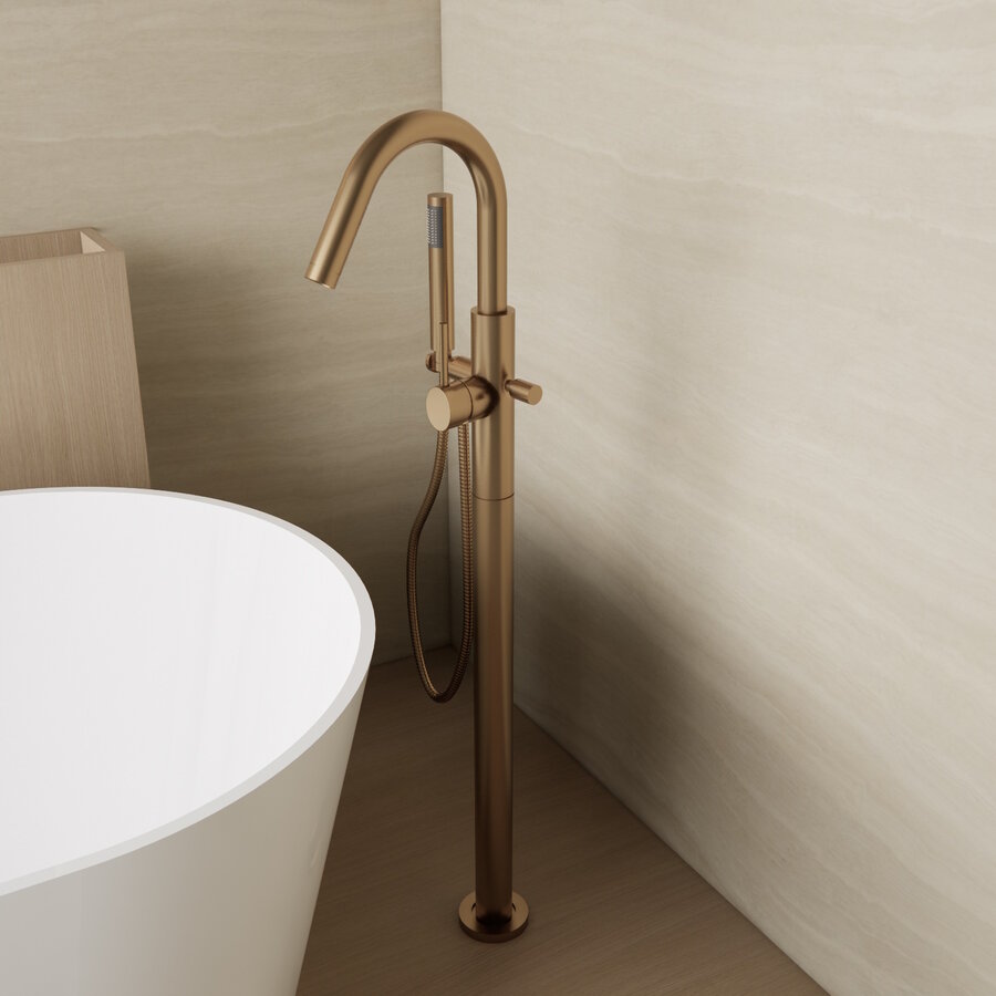 Vrijstaande Badkraan Boss & Wessing Cemal Mengkraan Geborsteld Messing