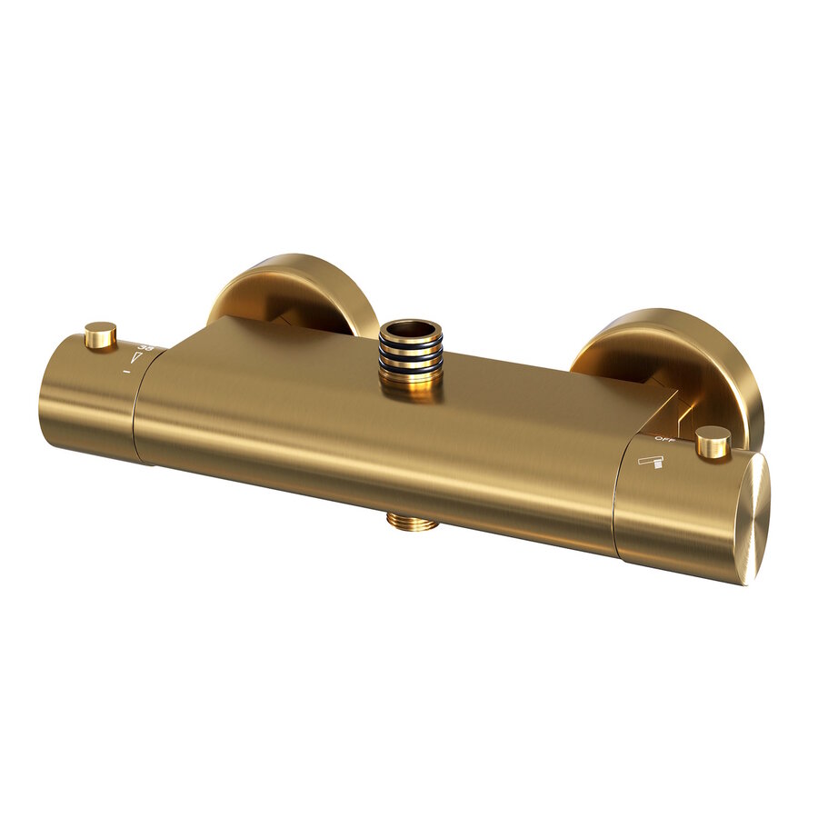 Regendoucheset Opbouw Brauer Gold Edition 30 cm Thermostatisch met Staaf Handdouche Geborsteld Goud