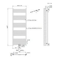 Handdoek Radiator BWS Cory 160x60 cm 557 Watt Midden en Zijaansluiting Geborsteld Messing Goud