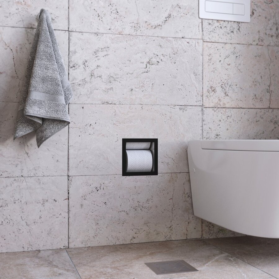Reserve Toiletrolhouder Inbouw AQS Mat Zwart Torelaat