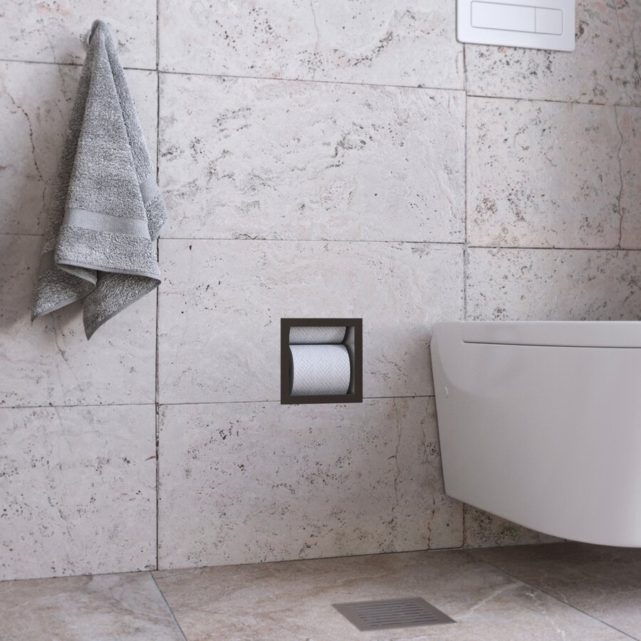 Reserve Toiletrolhouder Inbouw AQS Geborsteld Gunmetal Torelaat