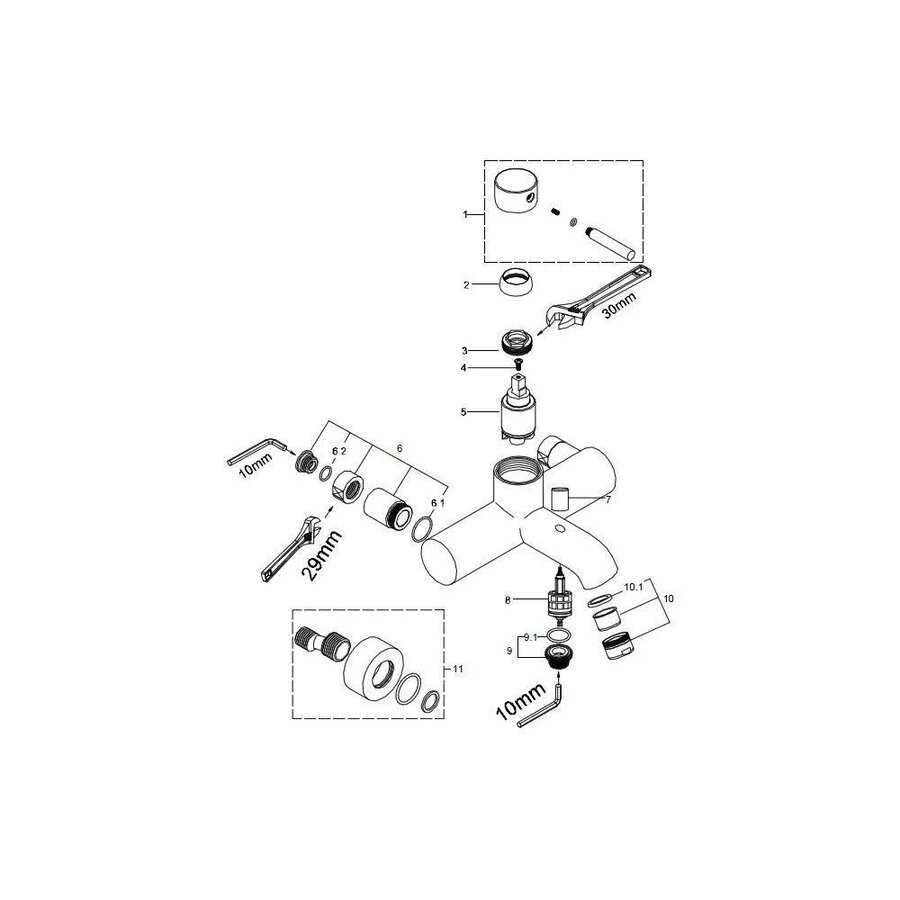 Badmengkraan Abzu Chroom Met Omstel Naar Handdouche
