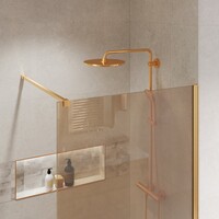 BWS Inloopdouche Pro Line Brons Glas 200 cm 8mm Nano Coating Goud Profiel en Stang (Alle Maten)