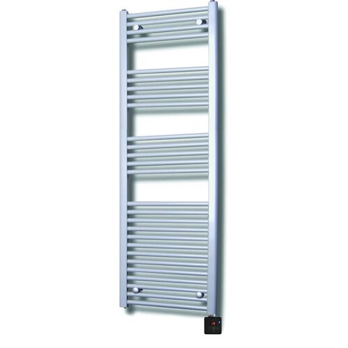 Elektrische Design Radiator Sanicare Plug & Play 172x45 cm Zilvergrijs 596 Watt Met Zwarte Thermostaat En Bluetooth Links 