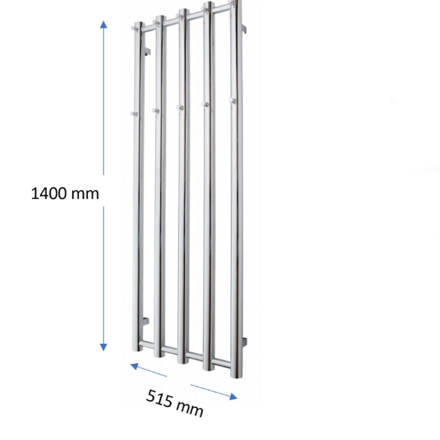 Designradiator TVS Kiro 5 Chroom 140 x 51.5 cm