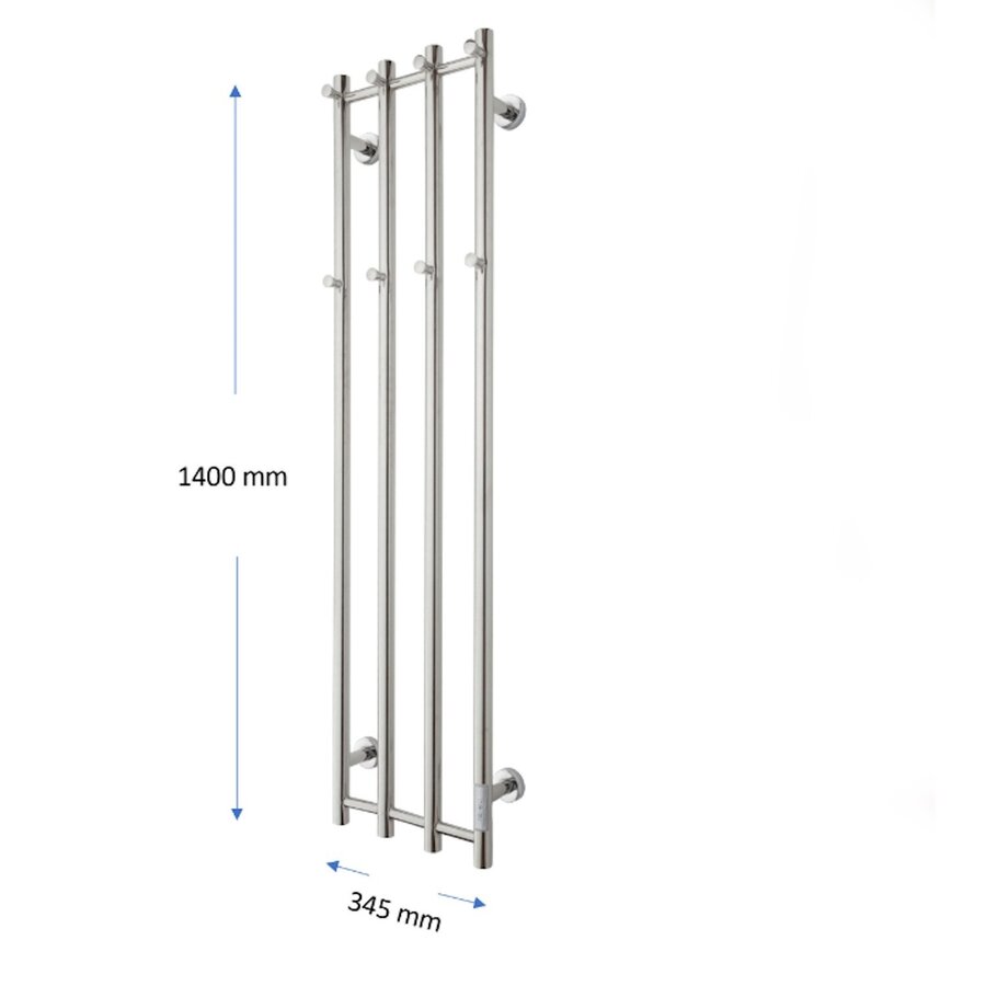 Elektrische Radiator TVS ELDO 4 Gepolijst RVS met Timer 140x34.5 cm
