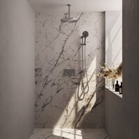 Thermostatische Inbouw Regendouche Brauer Brushed Edition Met Drukknoppen SET 72 Met 30 cm Douchekop En Plafondarm En 3-Standen Handdouche En Doucheslang En Geintegreerde Glijstang RVS