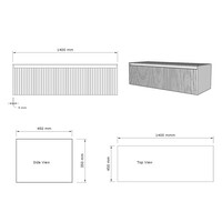 Onderkast Gliss Design Timotheus 140 CM Incl Topplaat Ash Grey