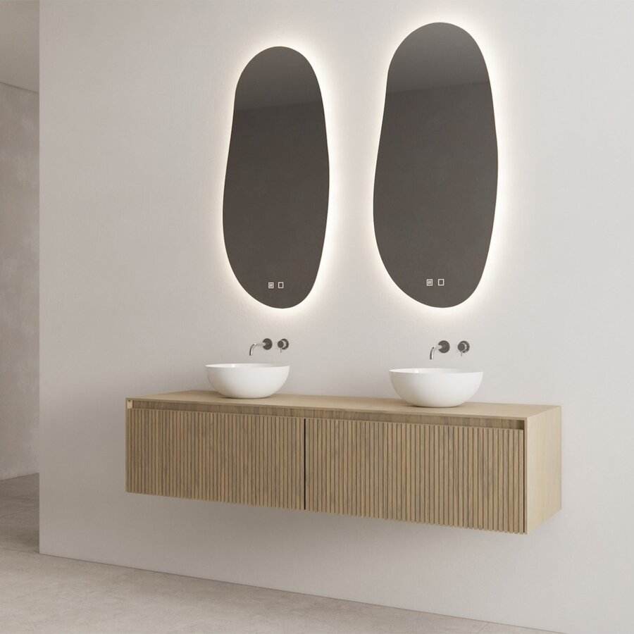 Onderkast Gliss Design Timotheus 160 CM 2 Lades Incl Topplaat Ash Grey