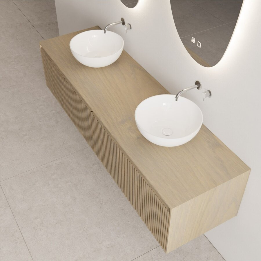 Onderkast Gliss Design Timotheus 160 CM 2 Lades Incl Topplaat Ash Grey