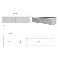 Onderkast Gliss Design Timotheus 200 CM 2 Lades Incl Topplaat Charcoal