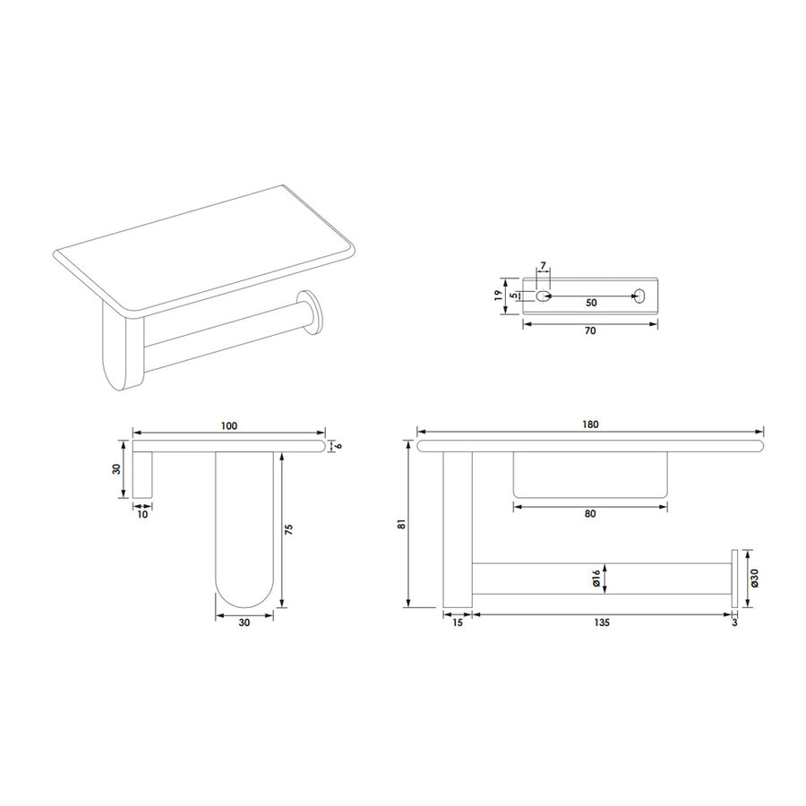 Toiletrolhouder Brauer Chrome Edition Met Planchet Chroom