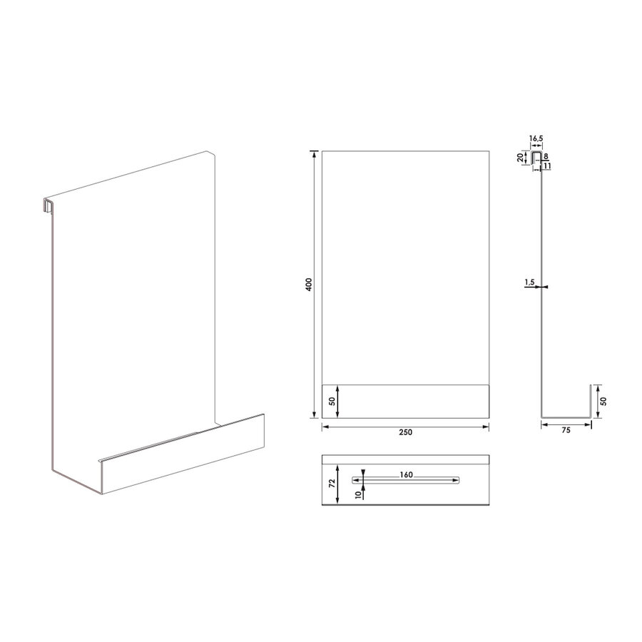 Doucherek Brauer Brushed Edition Hangend met Glasklem RVS Geborsteld PVD