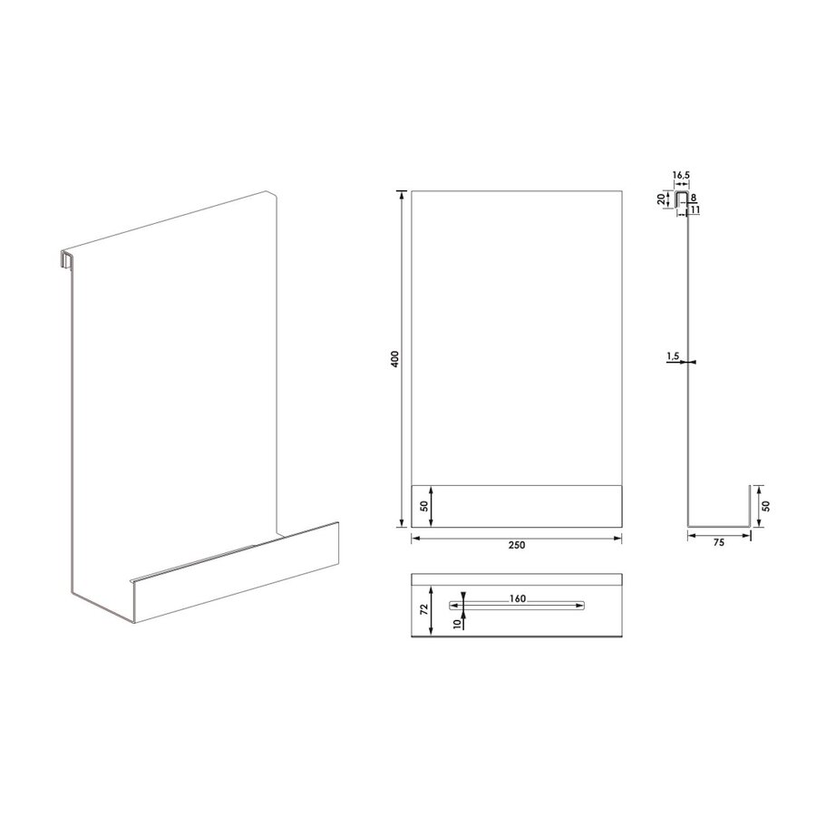 Doucherek Brauer Black Edition Hangend met Glasklem Mat Zwart