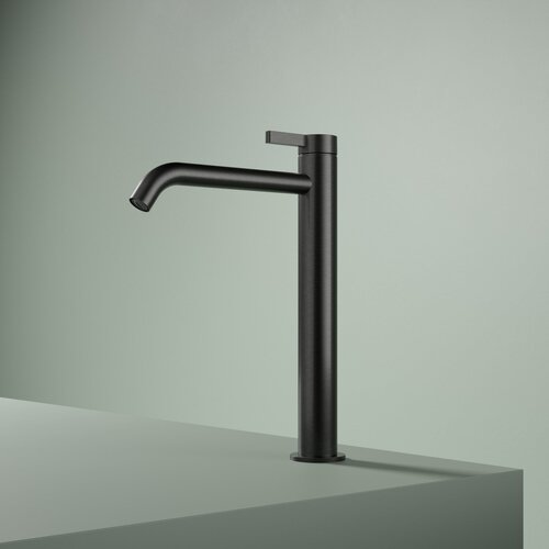 Wastafelmengkraan Hotbath Ace 1-Hendel Gebogen 28 cm Geborsteld Zwart PVD 