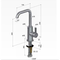Wastafelmengkraan Hotbath Ace Met Draaibare Uitloop Gebogen 24 cm Geborsteld Messing PVD