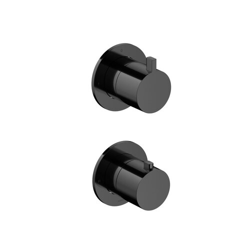 Inbouw Thermostaat - Afbouwdeel Hotbath Ace Met 2-Weg Stop-Omstel Gepolijst Zwart PVD 