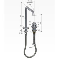Wastafel Mengkraan Hotbath ace 2-gats Met draaibare uitloop 28 cm Chroom