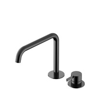 Wastafel Mengkraan Hotbath ace 2-gats Met draaibare uitloop 20 cm Gepolijst Zwart PVD