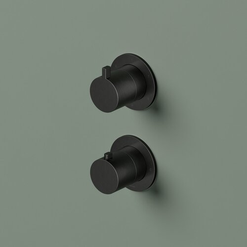 Inbouw thermostaat - Afbouwdeel Hotbath Ace Met 3-Weg Stop-Omstel Geborsteld Zwart PVD 