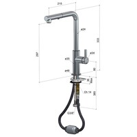 Keukenmengkraan Hotbath Ace Met Draaibare Uitloop En Uittrekbare Duo-spray Handdouche Gepolijst Zwart PVD